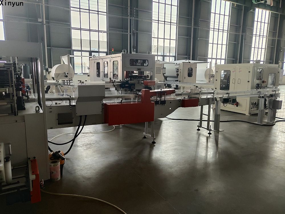 Automatic transferrring facial tissue paper production line